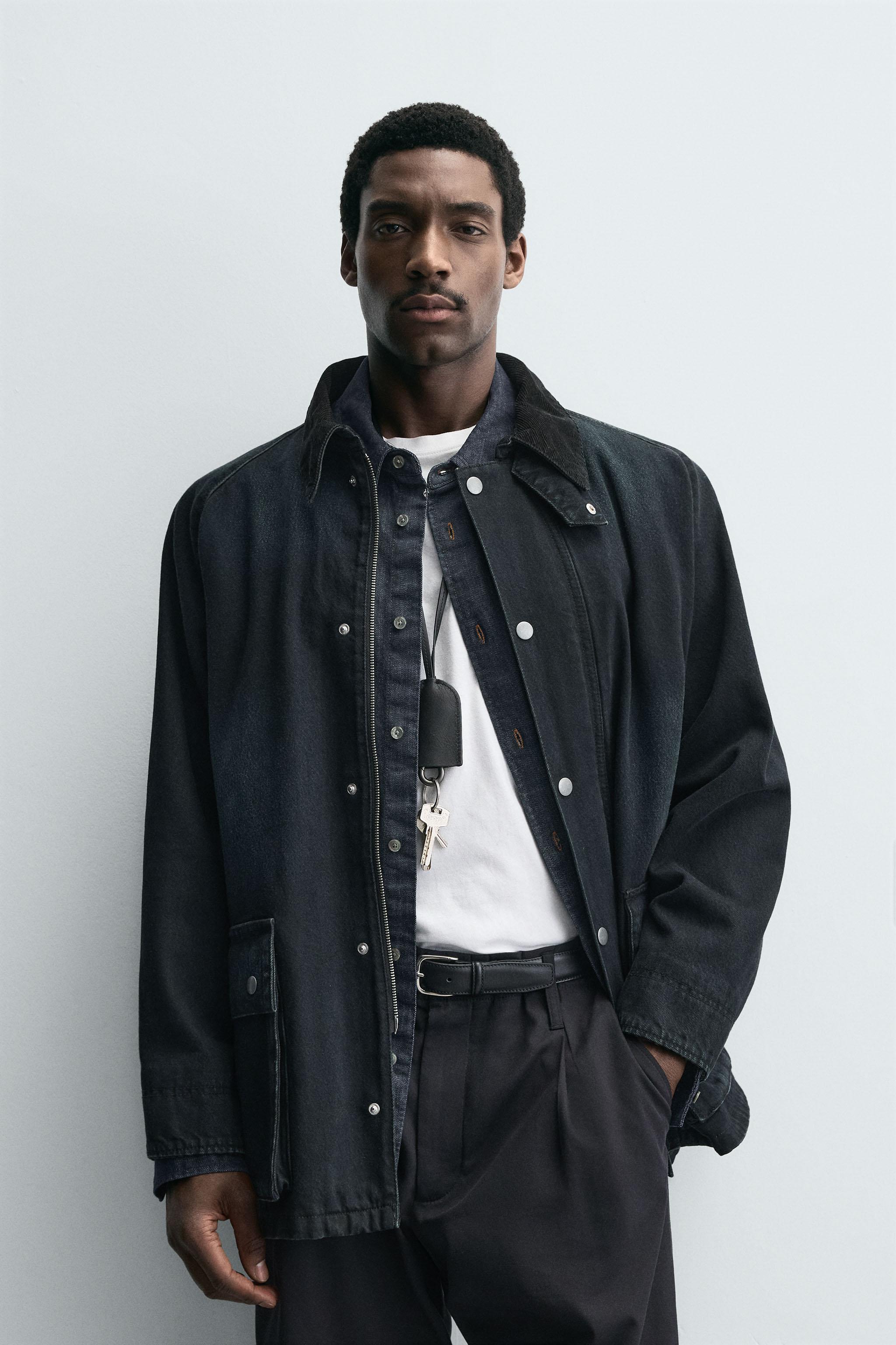 VESTE EN DENIM À COL COMBINÉ